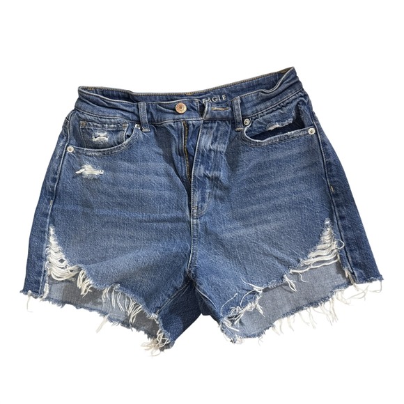 American Eagle Outfitters Pants - American Eagle Womens Distressed Denim Shorts Medium Wash High Waisted Size 2